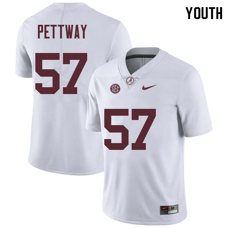 Alabama Crimson Tide Youth D.J. Pettway #57 White NCAA Nike Authentic Stitched College Football Jersey EV16D10IY